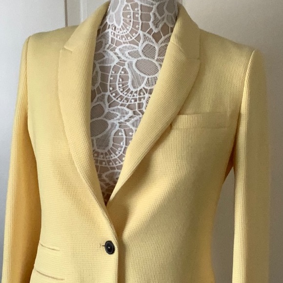 Zara Yellow Textured Knit SingleButton Blazer Sz S - Picture 2 of 10